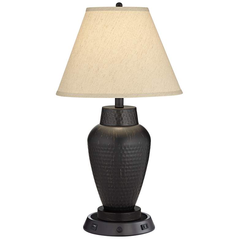 Image 1 Regency Hill 25" Bronze Table Lamp with Dimmable USB Workstation Base