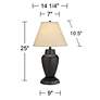 7_Regency Hill 25" Bronze Table Lamp with Dimmable USB Workstation Base more views