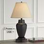 7_Regency Hill 25" Hammered Bronze Table Lamp with USB Workstation Base more views