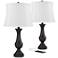 Regency Hill 25" White Shade USB LED Touch Table Lamps Set of 2