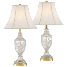 Image2 of Regency Hill 26 1/2" Brass and Cut Glass Urn Table Lamps Set of 2
