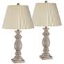 1_Regency Hill 26 1/2" High White-Washed Faux Wood Table Lamps Set of 2