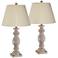 Regency Hill 26 1/2" High White-Washed Faux Wood Table Lamps Set of 2