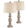Regency Hill 26 1/2" High White-Washed Faux Wood Table Lamps Set of 2