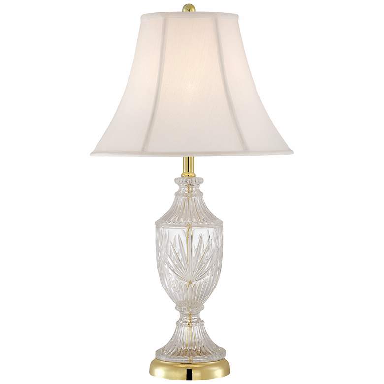 Image 2 Regency Hill 26 1/2" Traditional Brass and Cut Glass Table Lamp