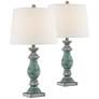 2_Regency Hill 26 1/2" Weathered Faux Wood Table Lamps Set of 2