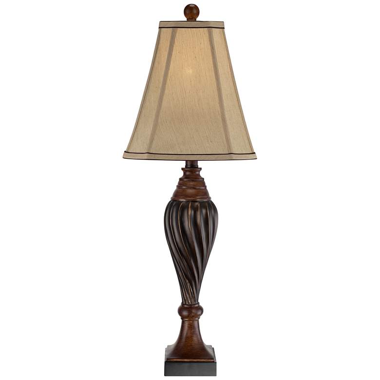 Image 6 Regency Hill 28 1/2" Carved Oak Brown Traditional Table Lamps Set of 2 more views