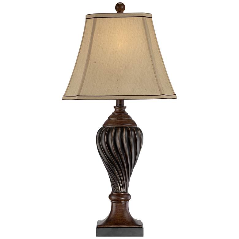 Image 7 Regency Hill 28 1/2" Carved Oak Brown Traditional Table Lamps Set of 2 more views