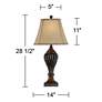 Regency Hill 28 1/2" Carved Oak Brown Traditional Table Lamps Set of 2