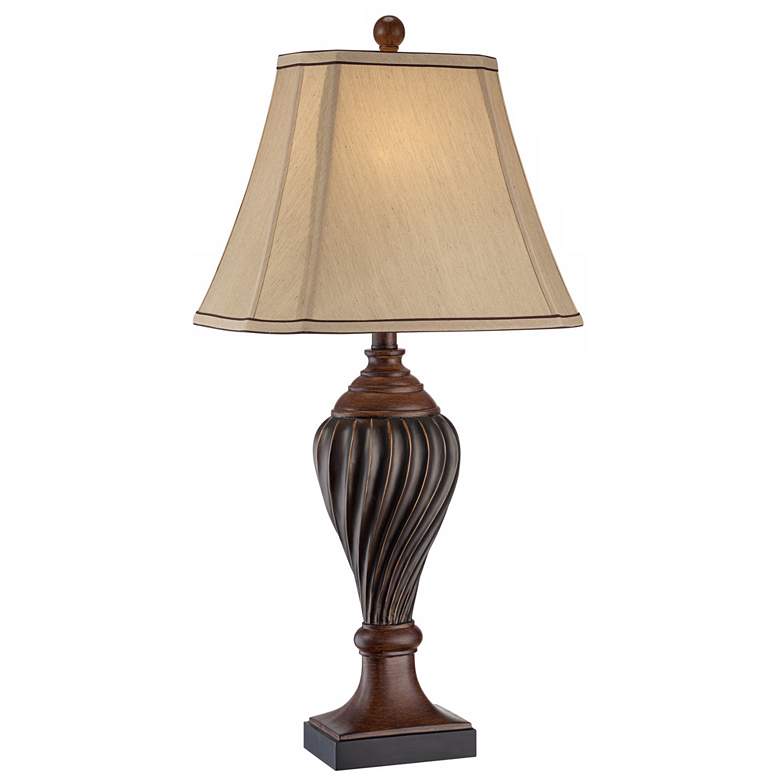 Image 2 Regency Hill 28 1/2 inch Carved Two-Tone Faux Wood Table Lamp