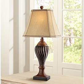Image1 of Regency Hill 28 1/2" Carved Two-Tone Faux Wood Table Lamp