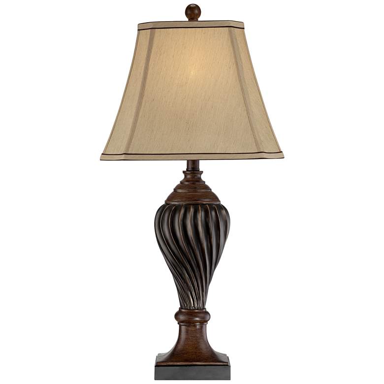 Image 7 Regency Hill 28 1/2" Carved Two-Tone Faux Wood Table Lamp more views