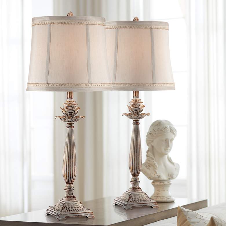 Image 1 Regency Hill 28" High Petite Artichoke Font Table Lamps Set of 2