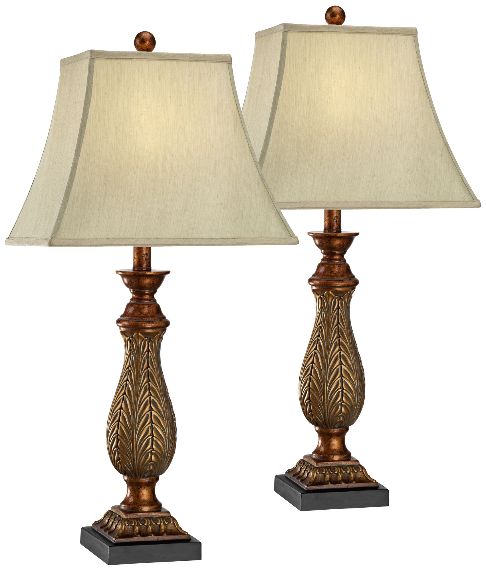 Regency Hill 29" High Two-Tone Gold Table Lamps Set of 2 with Dimmers
