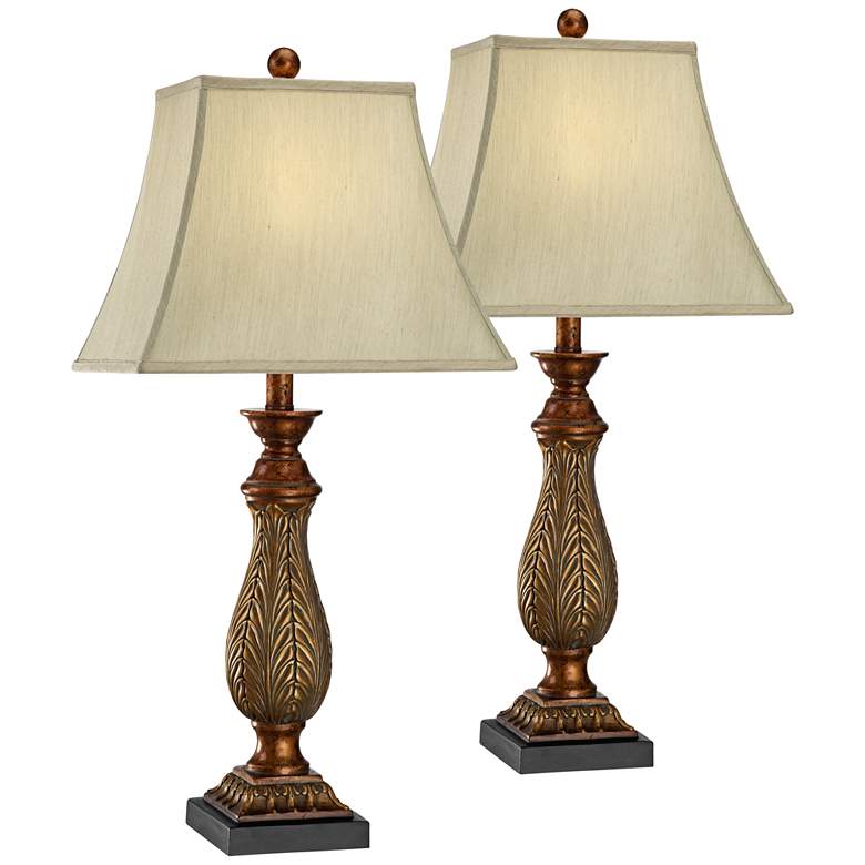 Image 2 Regency Hill 29 inch High Two-Tone Gold Table Lamps Set of 2 with Dimmers