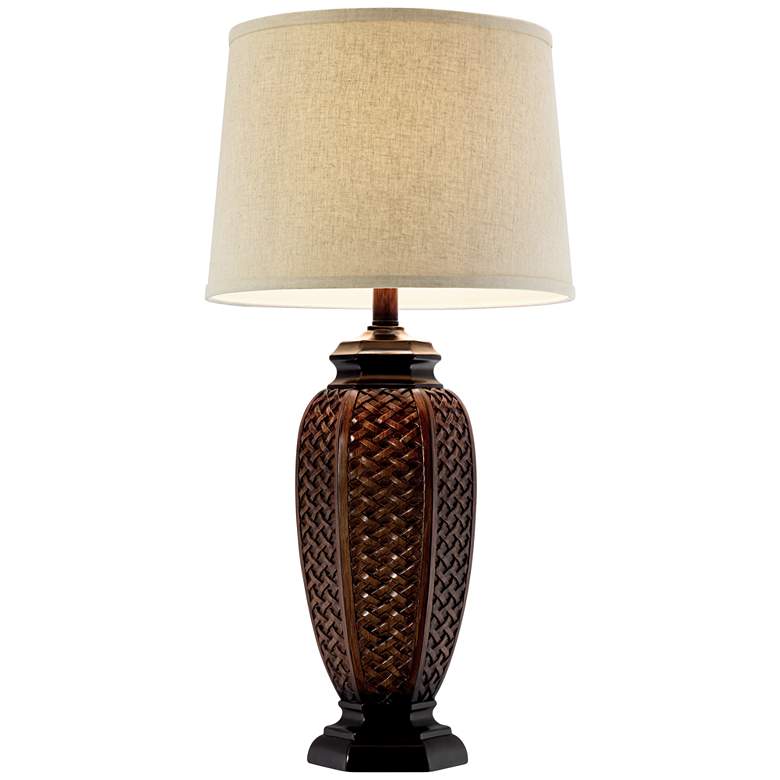 Image 6 Regency Hill 29" High Weathered Faux Wicker Weave Jar Table Lamp more views