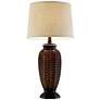 Regency Hill 29" High Weathered Faux Wicker Weave Jar Table Lamp