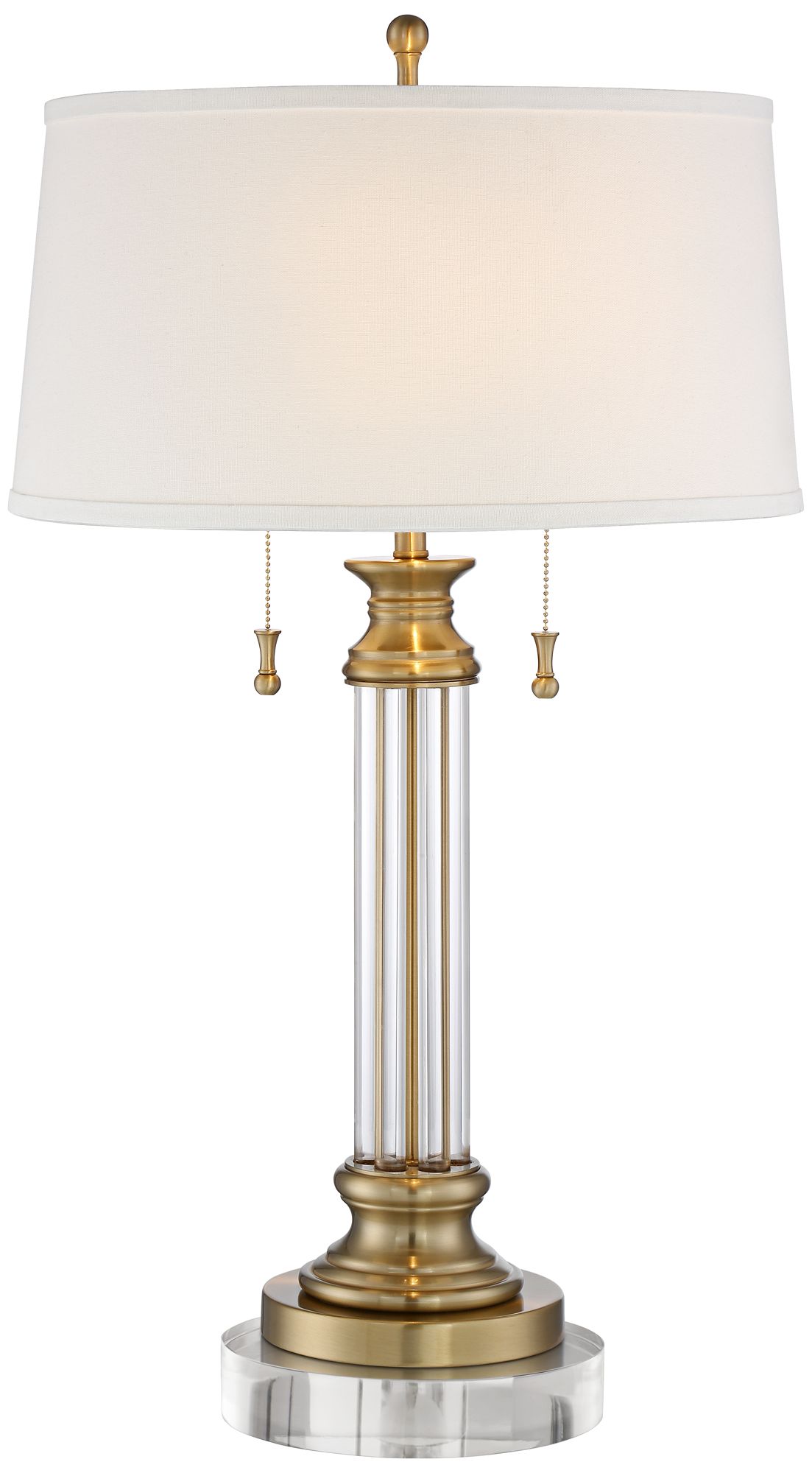 Regency Hill 31 1/2" Brass and Crystal Lamp with Round Riser