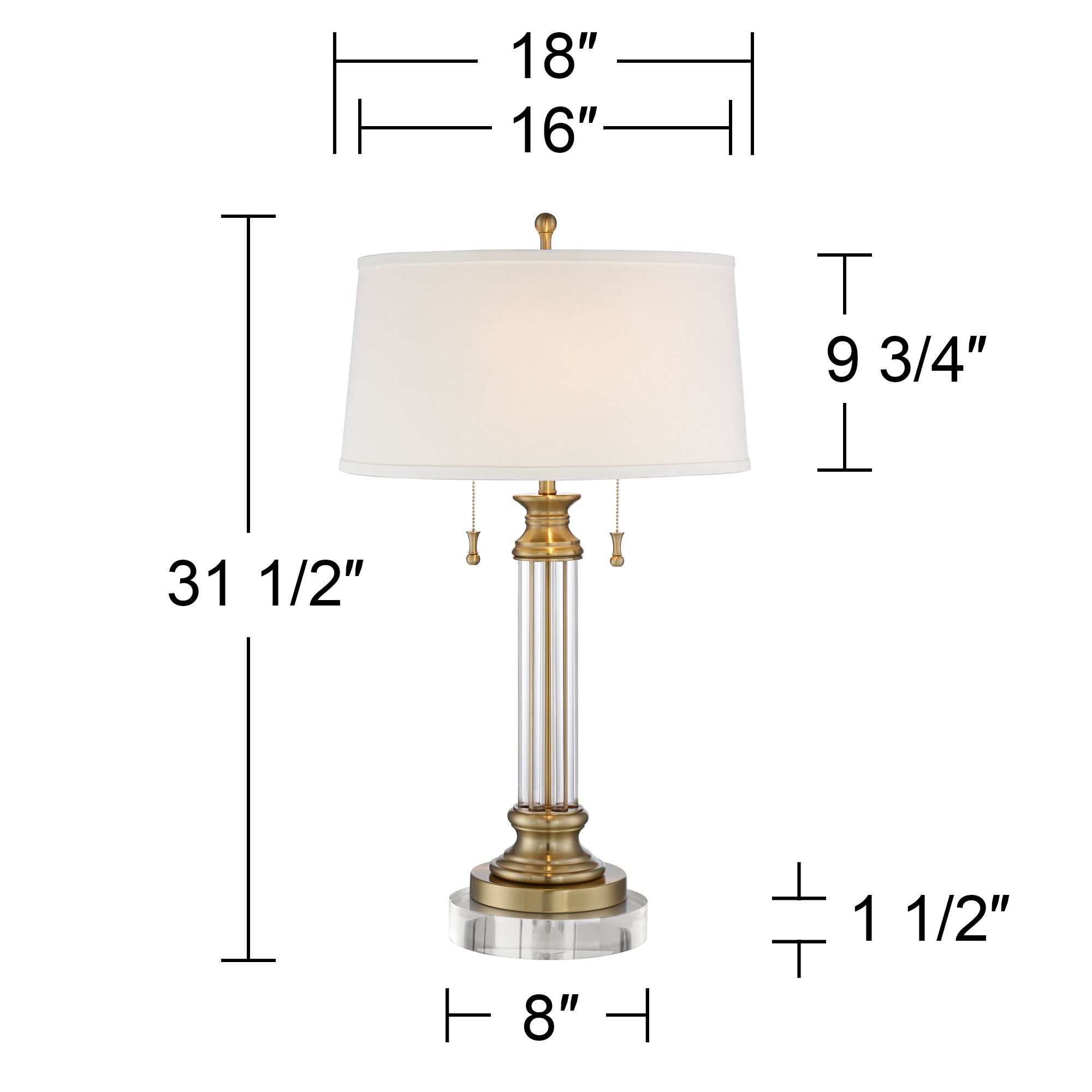 Image 6 Regency Hill 31 1/2" Brass and Crystal Lamp with Round Riser more views