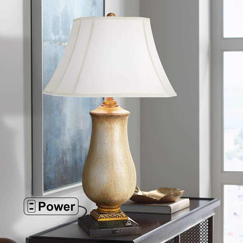Image 1 Regency Hill 31 3/4" Tarnished Silver Urn Lamp with Charing Sockets