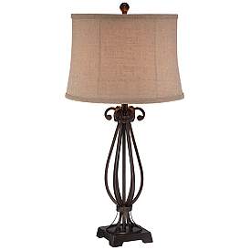 Image3 of Regency Hill 32" High Taos Scroll Metal Iron Table Lamp