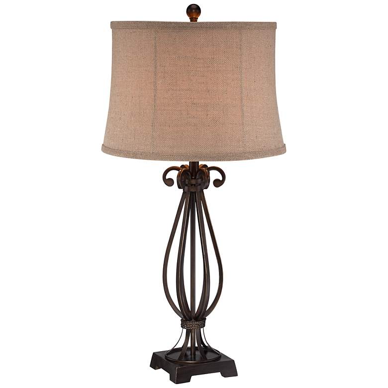 Image 3 Regency Hill 32" High Taos Scroll Metal Iron Table Lamp
