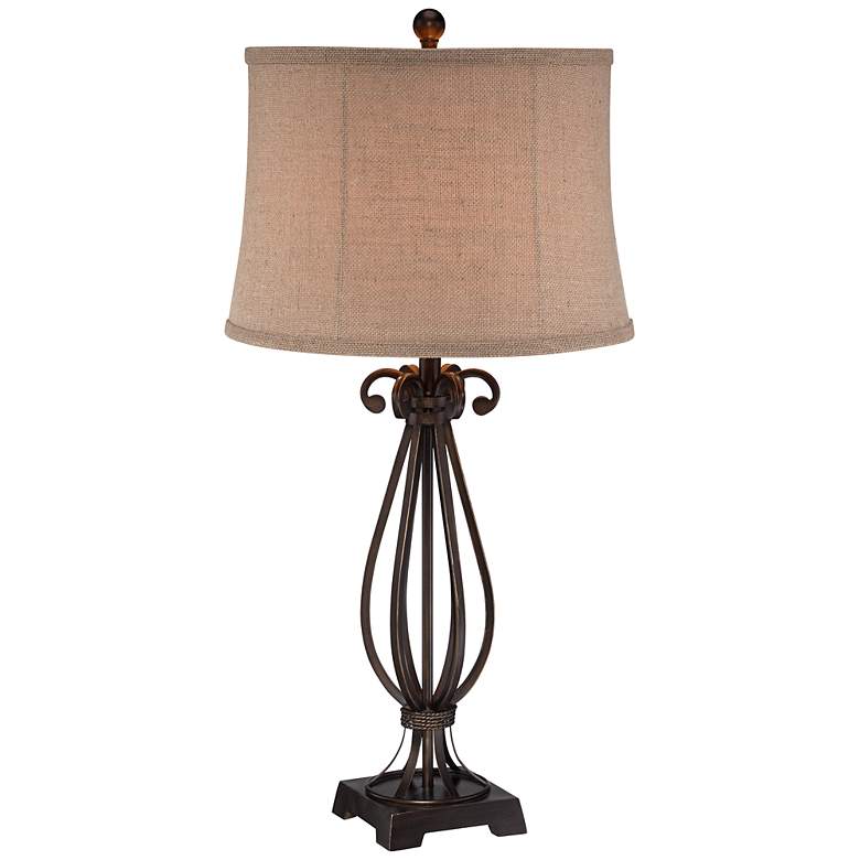 Image 3 Regency Hill 32 inch High Taos Scroll Metal Iron Table Lamp