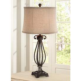 Image2 of Regency Hill 32" High Taos Scroll Metal Iron Table Lamp