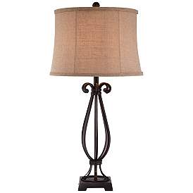 Image4 of Regency Hill 32" High Taos Scroll Metal Iron Table Lamp more views