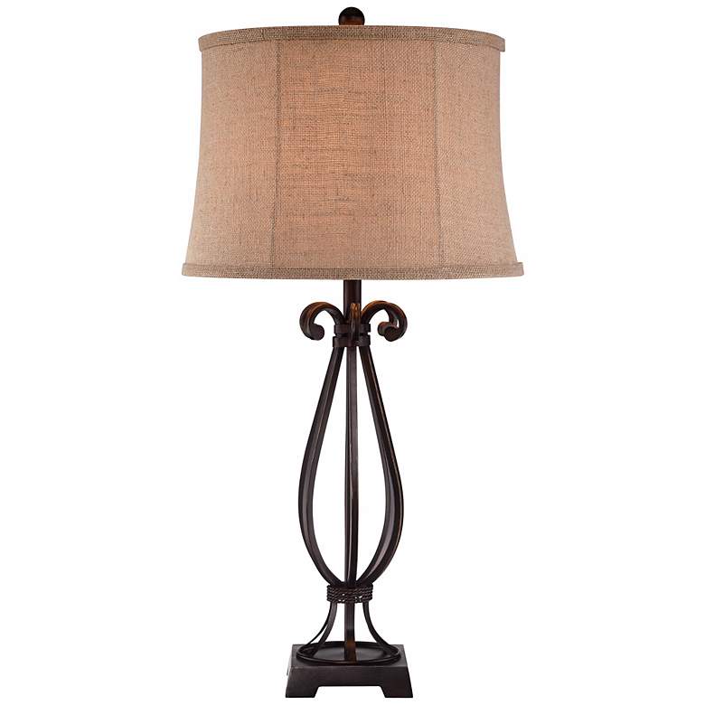 Image 4 Regency Hill 32" High Taos Scroll Metal Iron Table Lamp more views