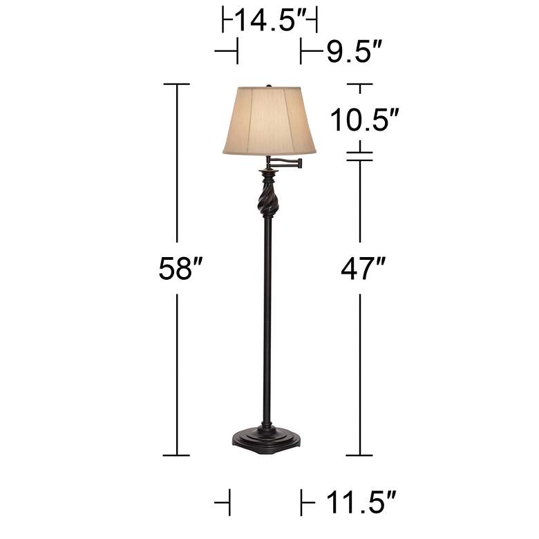 Image 7 Regency Hill 58" High Restoration Bronze Swing Arm Floor Lamp more views