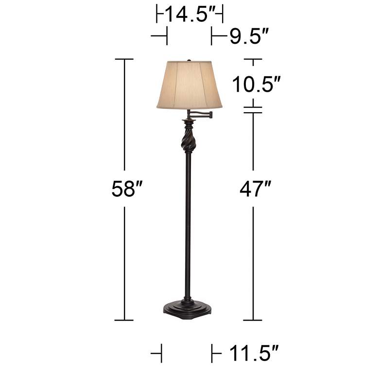 Image 7 Regency Hill 58 inch High Restoration Bronze Swing Arm Floor Lamp more views