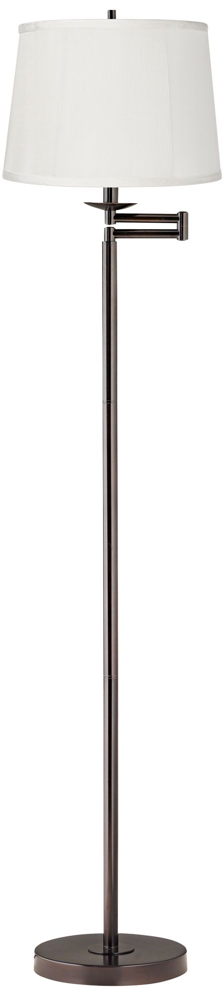 Regency Hill 60 1/2" Beige Drum Bronze Swing Arm Floor Lamp
