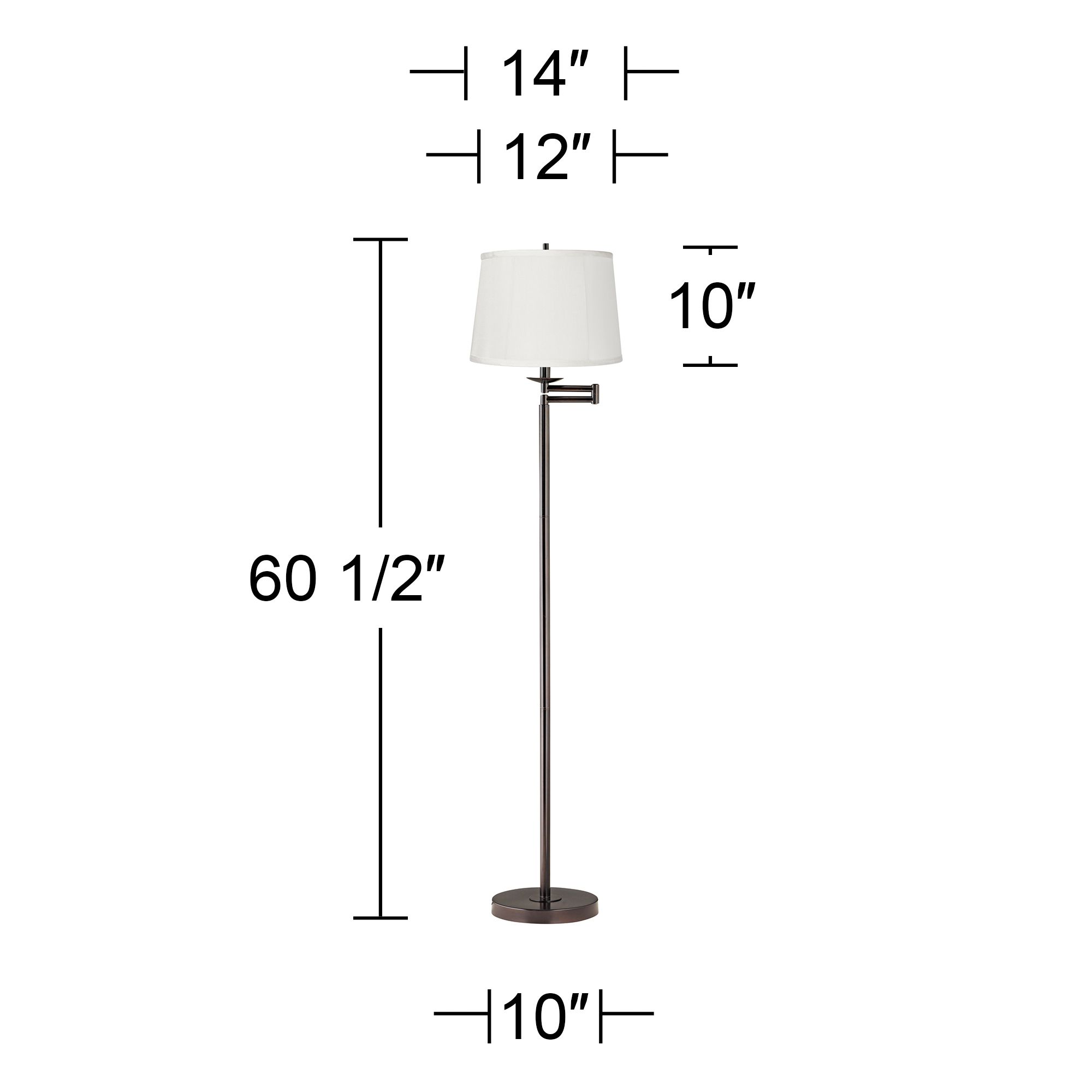 Image 3 Regency Hill 60 1/2" Beige Drum Bronze Swing Arm Floor Lamp more views