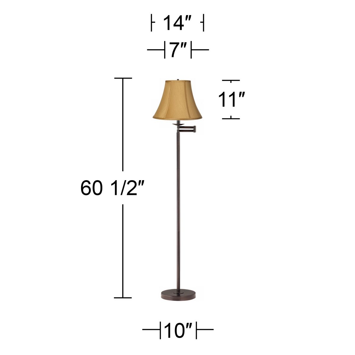 Image 5 Regency Hill 60 1/2" High Coppery Gold Bronze Swing Arm Floor Lamp more views