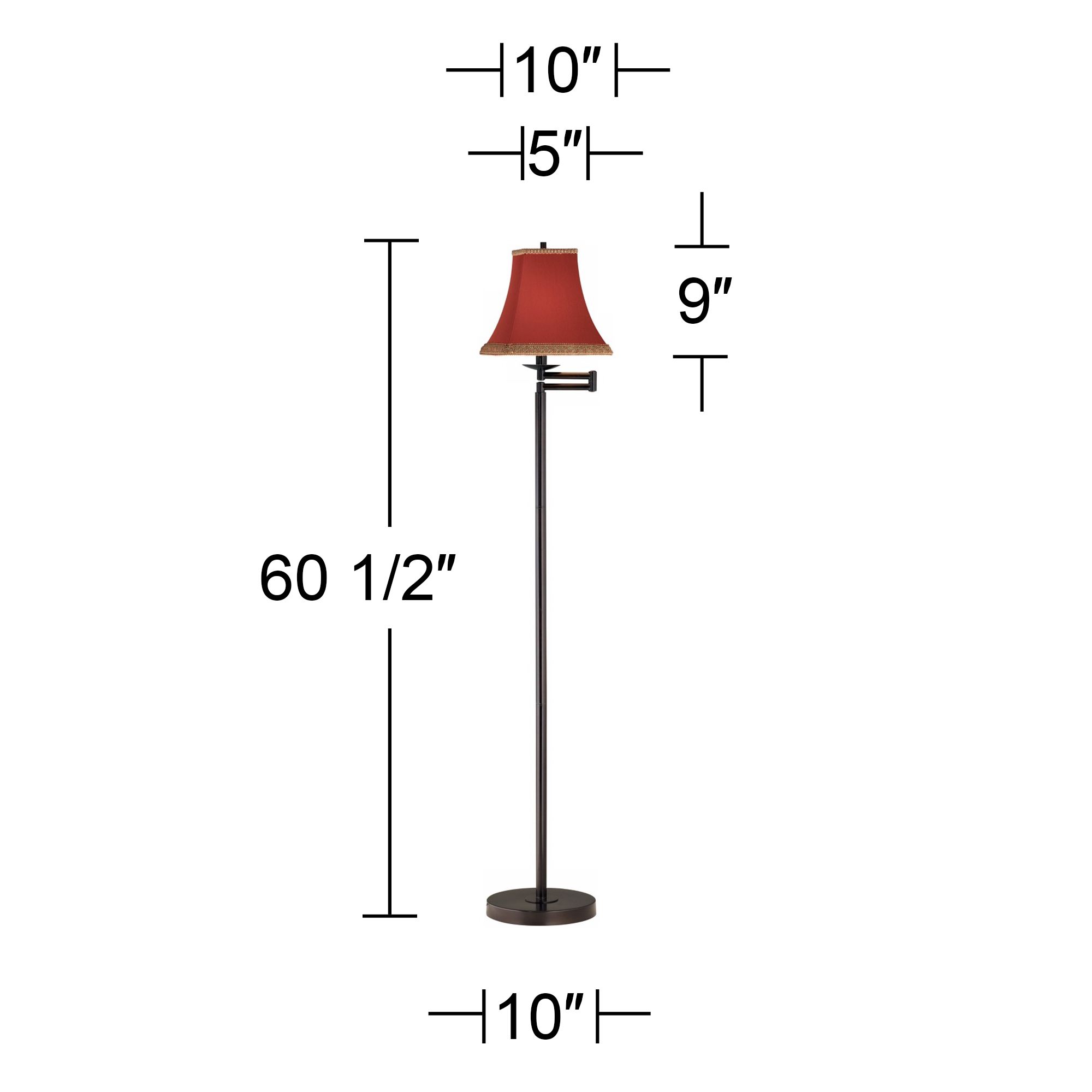 Image 3 Regency Hill 60 1/2" High Red Rust and Bronze Swing Arm Floor Lamp more views