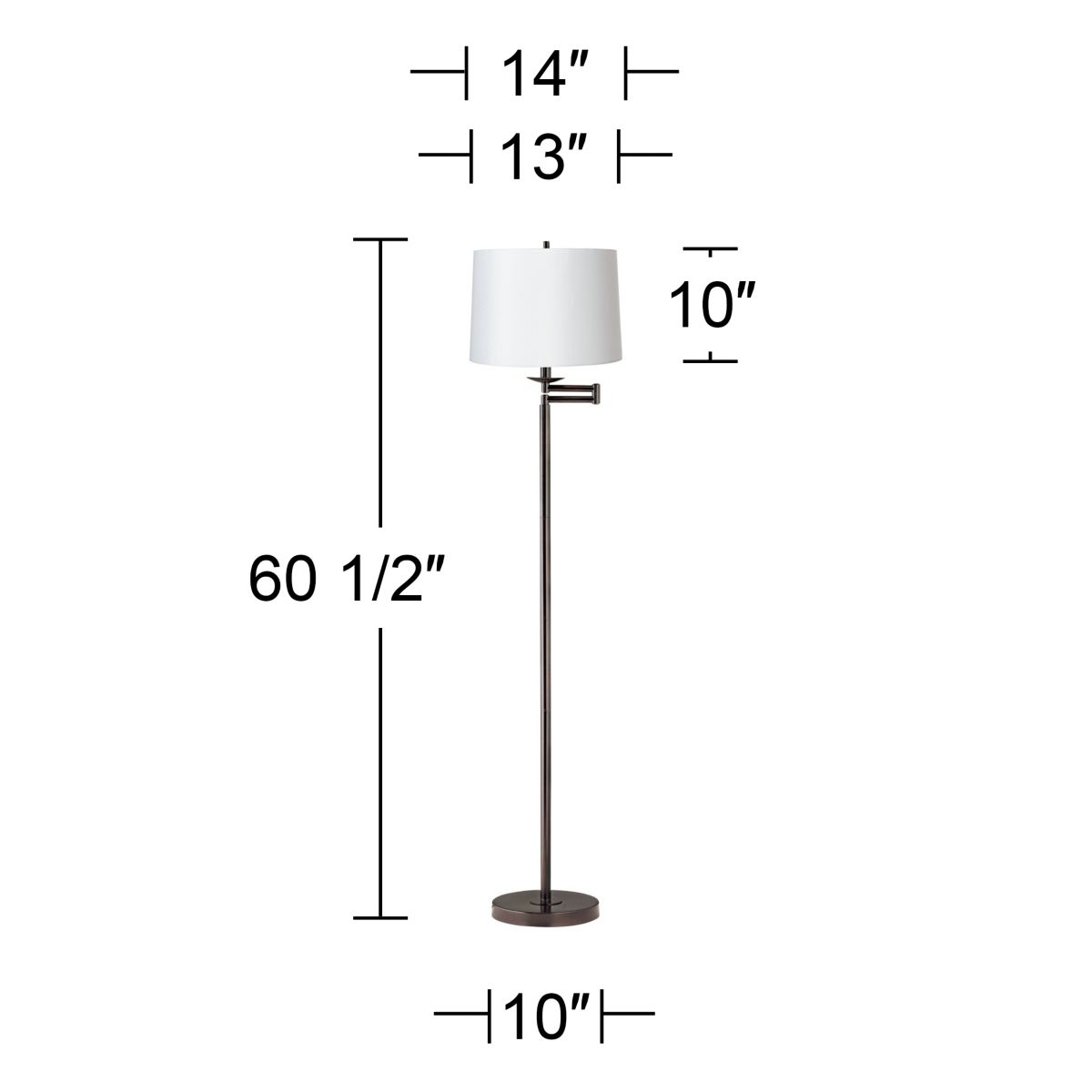 Image 5 Regency Hill 60 1/2" High White and Bronze Swing Arm Floor Lamp more views
