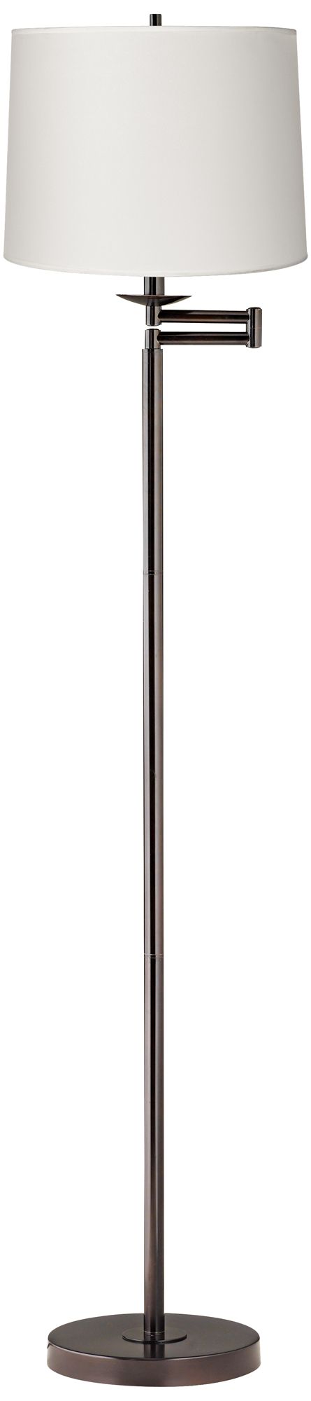 Regency Hill 60 1/2" High White Drum Bronze Swing Arm Floor Lamp