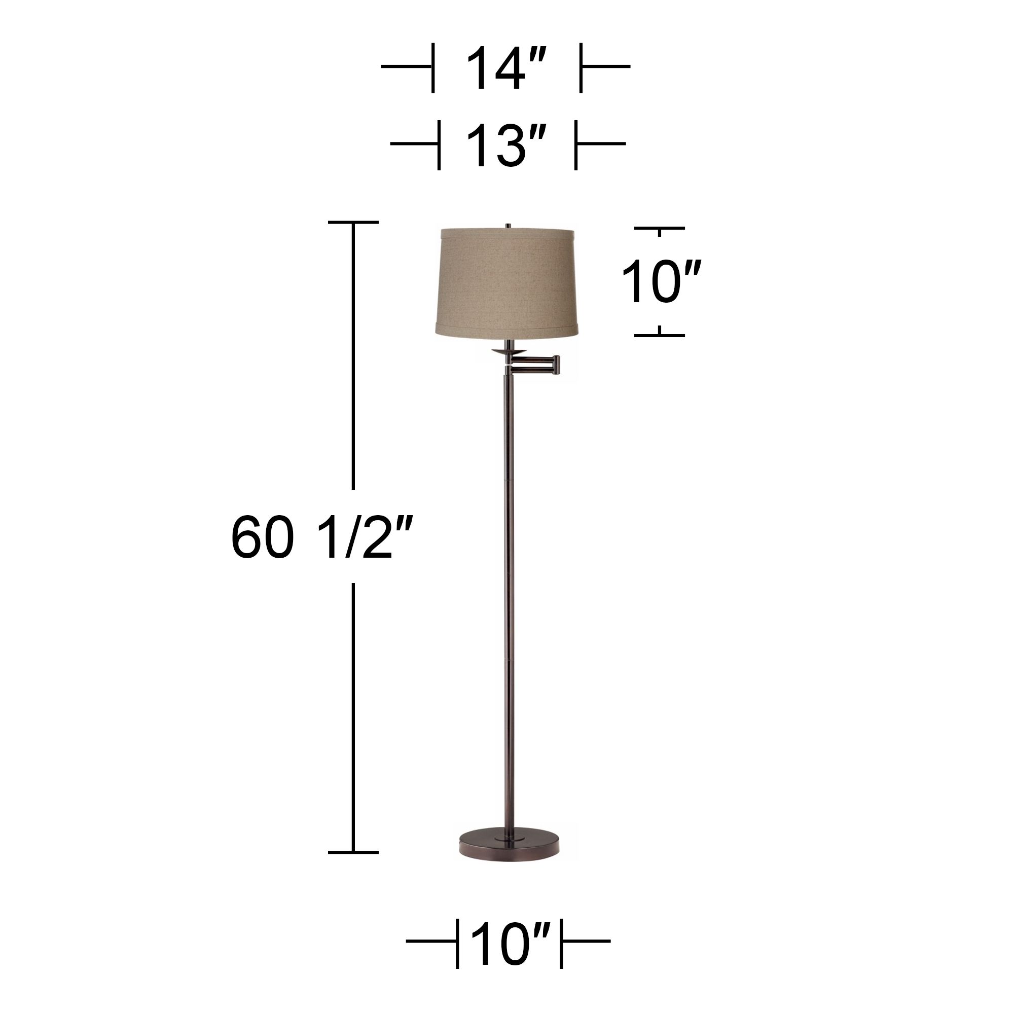 Image 3 Regency Hill 60 1/2" Natural Linen Drum Bronze Swing Arm Floor Lamp more views
