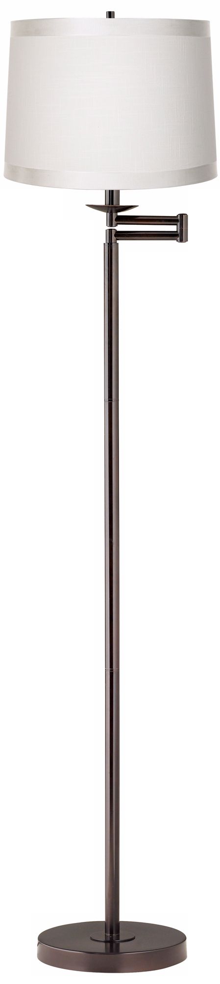 Regency Hill 60 1/2" Off-White Drum Bronze Finish Swing Arm Floor Lamp
