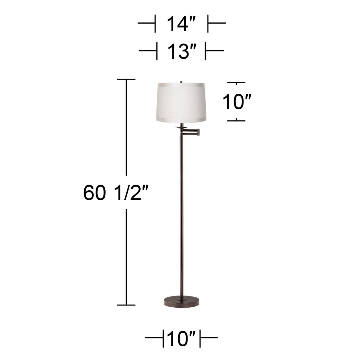 Image 5 Regency Hill 60 1/2" Off-White Drum Bronze Finish Swing Arm Floor Lamp more views
