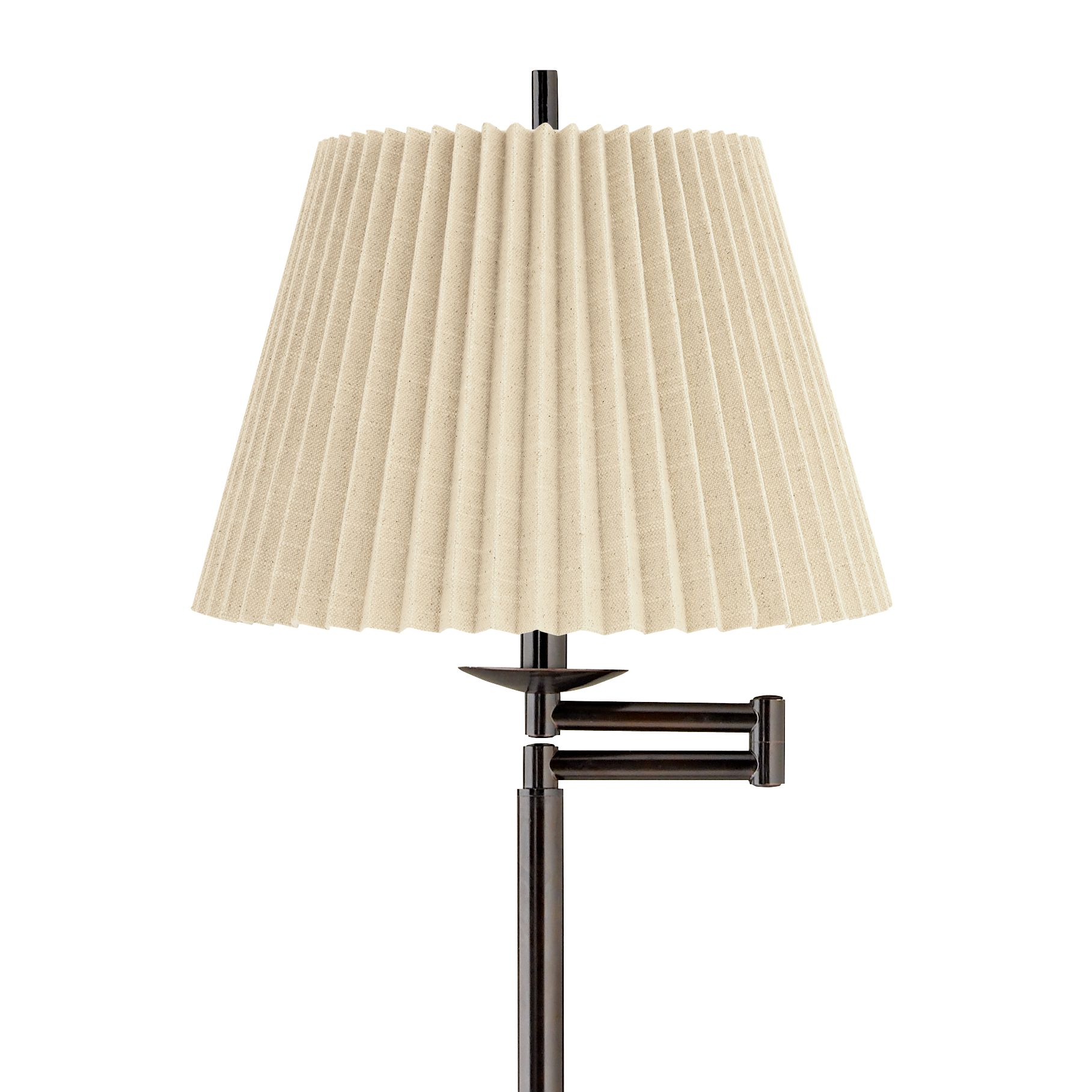 Image 2 Regency Hill 60" High Beige Pleated Shade Bronze Swing Arm Floor Lamp more views