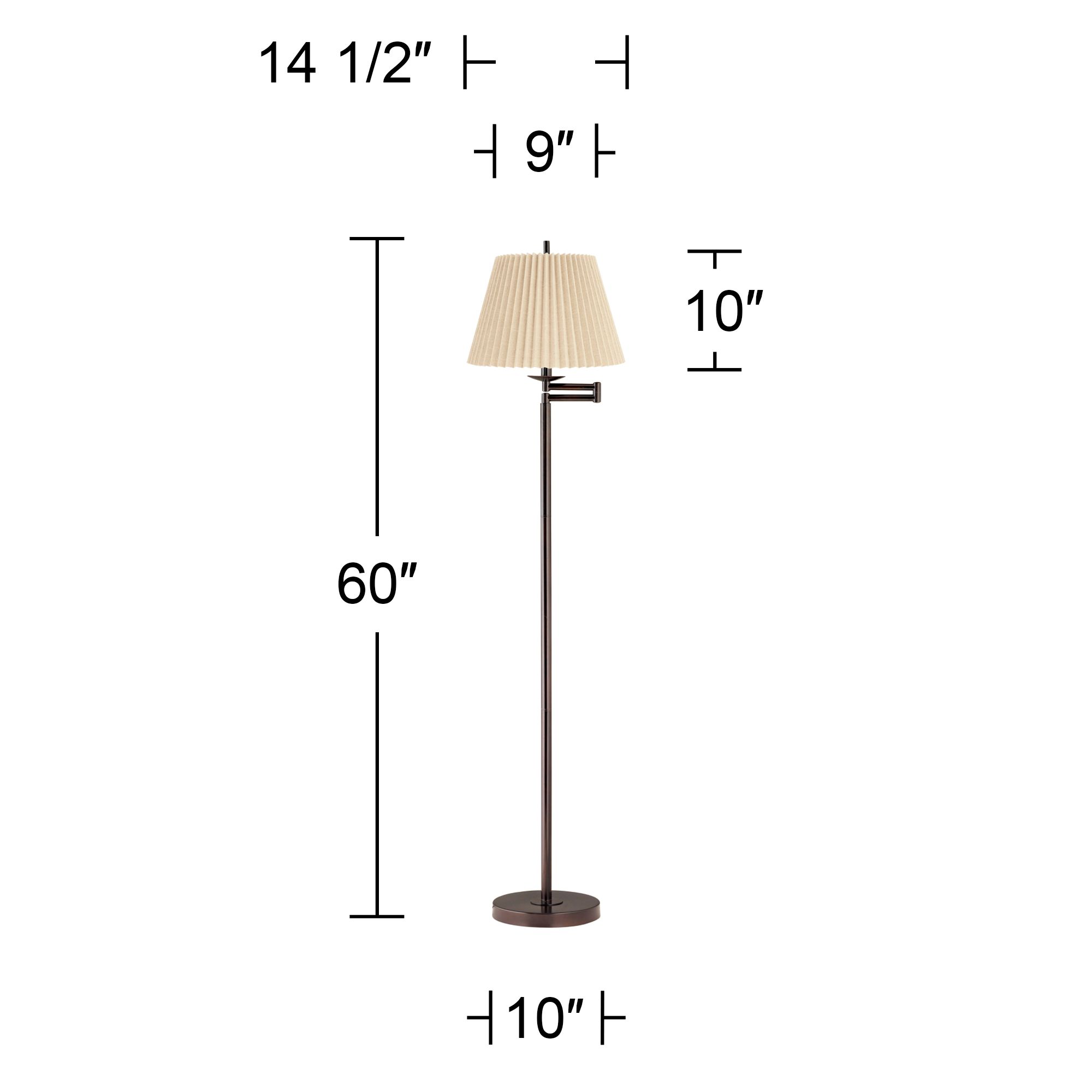 Image 6 Regency Hill 60" High Beige Pleated Shade Bronze Swing Arm Floor Lamp more views
