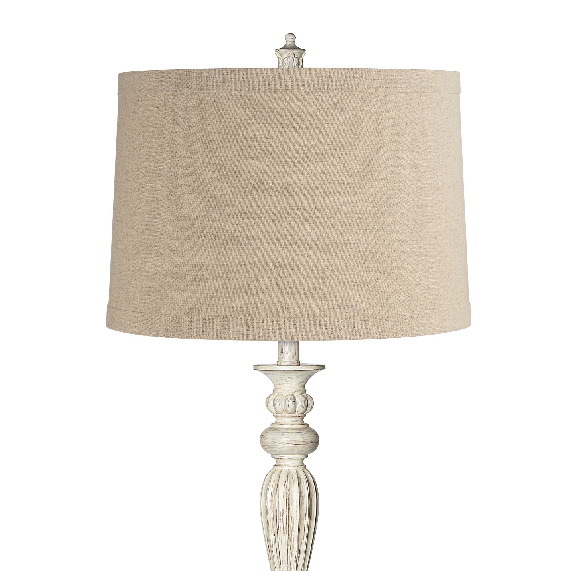 Image 3 Regency Hill 60" High Linen Drum Vintage Chic Antique White Floor Lamp more views