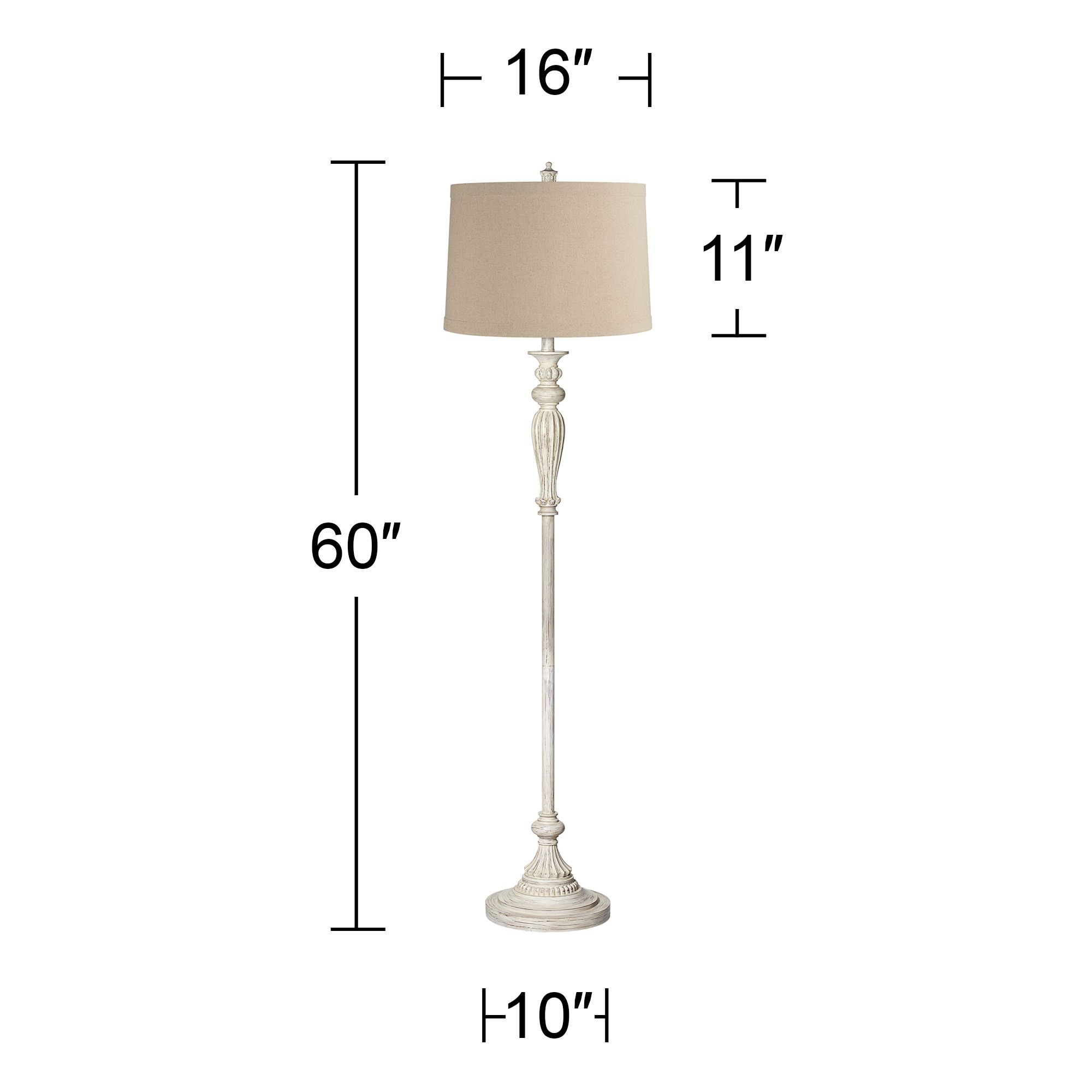 Image 7 Regency Hill 60" High Linen Drum Vintage Chic Antique White Floor Lamp more views