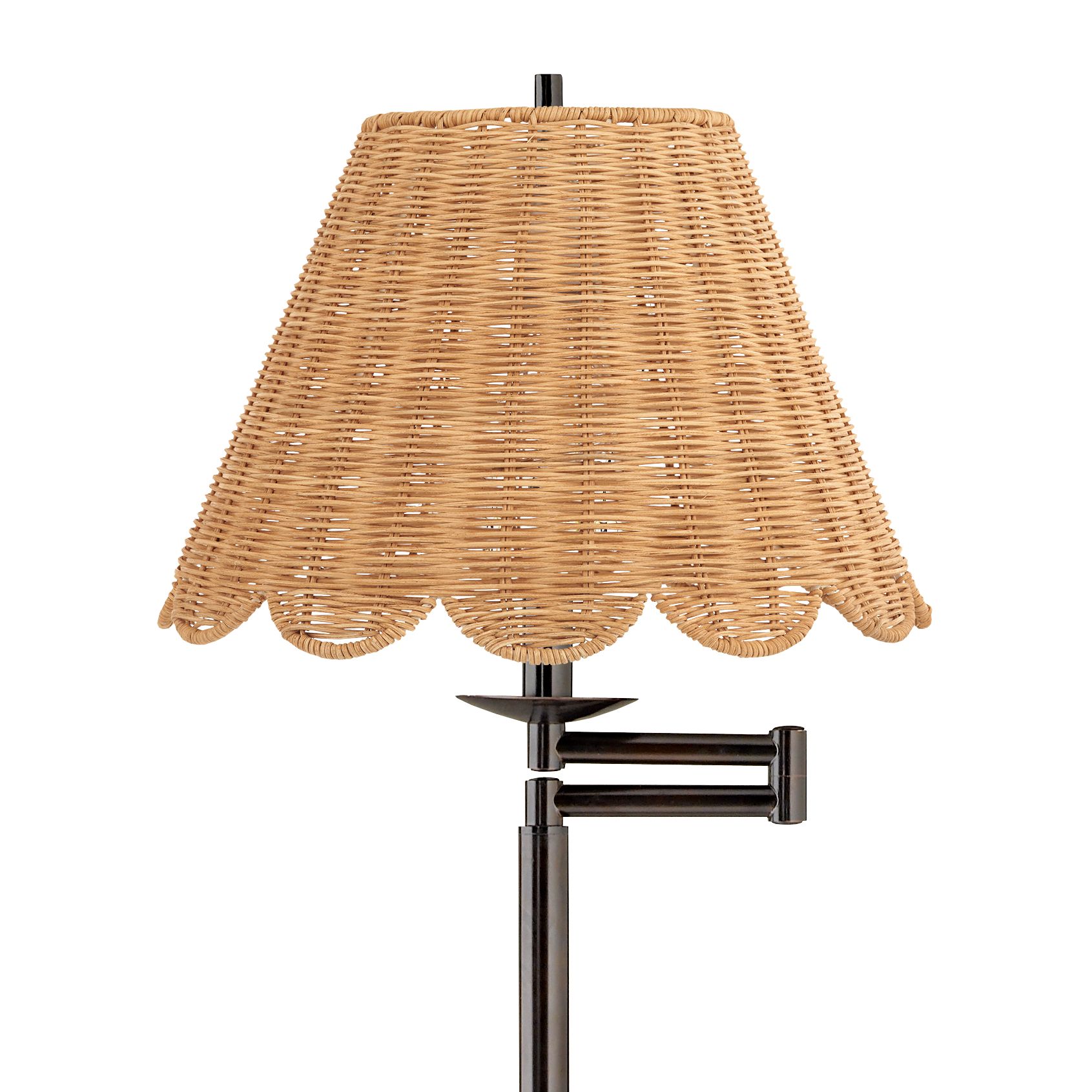 Image 2 Regency Hill 60" High Natural Rattan and Bronze Swing Arm Floor Lamp more views