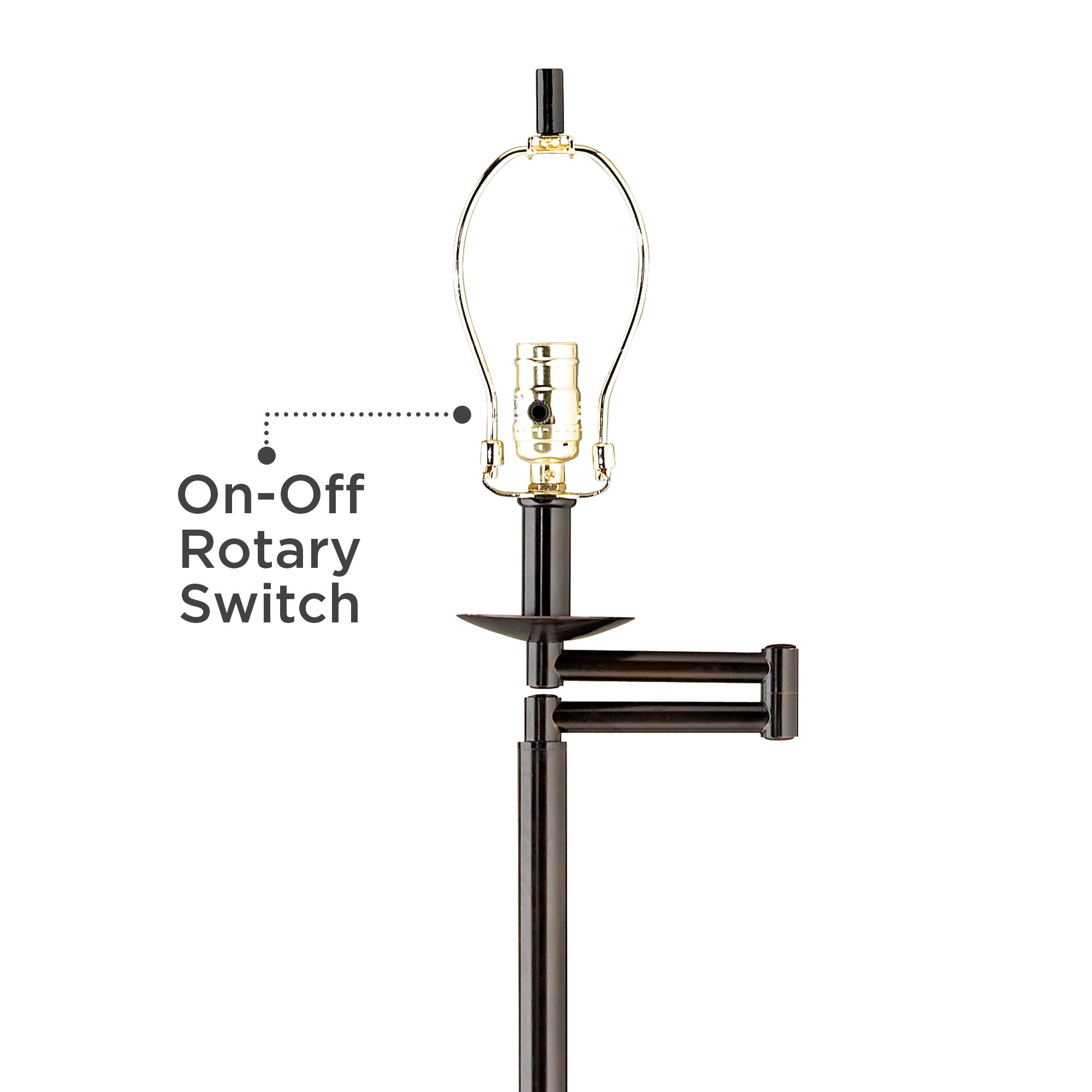 Image 3 Regency Hill 60" High Natural Rattan and Bronze Swing Arm Floor Lamp more views
