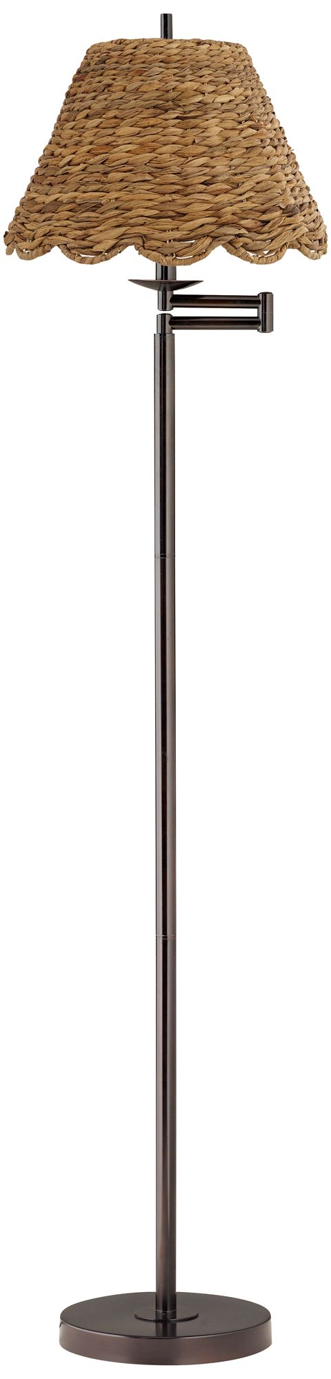Regency Hill 60" High Natural Water Grass Shade Swing Arm Floor Lamp