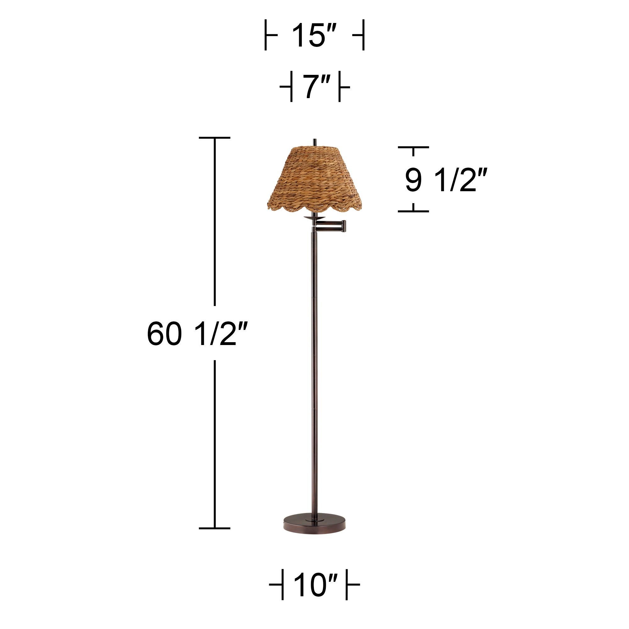 Image 6 Regency Hill 60" High Natural Water Grass Shade Swing Arm Floor Lamp more views