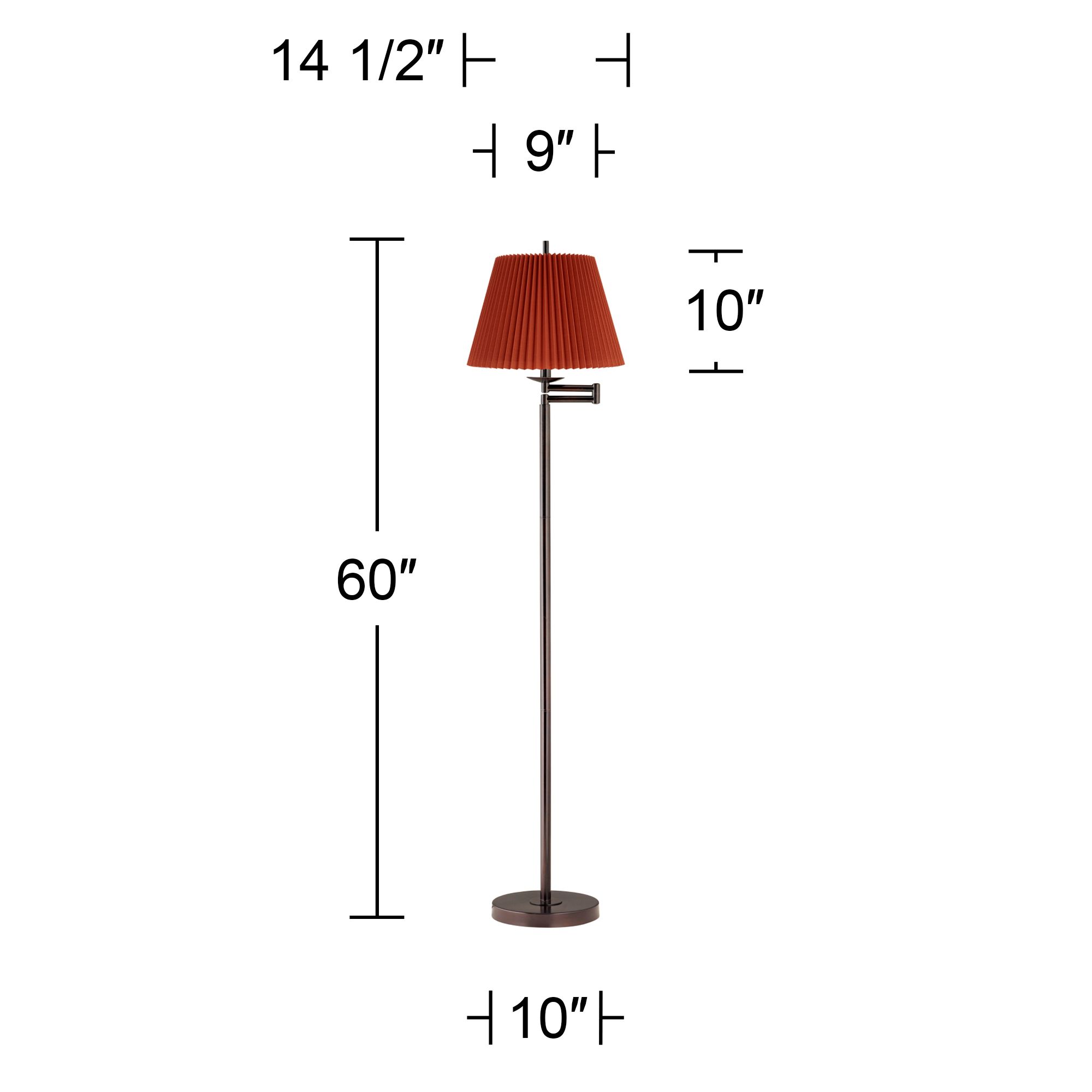 Image 6 Regency Hill 60" High Rust Brown Pleated Shade Swing Arm Floor Lamp more views